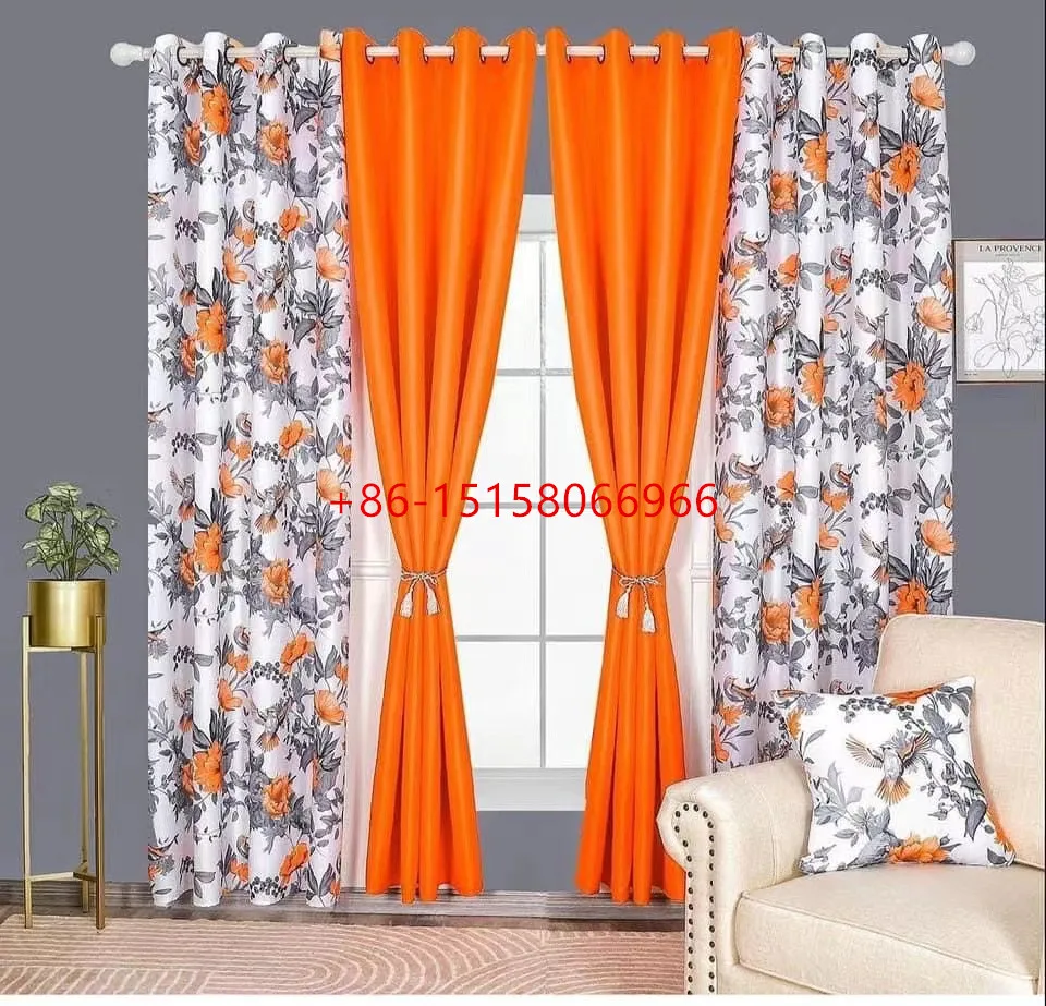 Floral Printed Room Darkening Polyester Fusion Door Eyelet Curtain Panel for Drawing Room Living Room