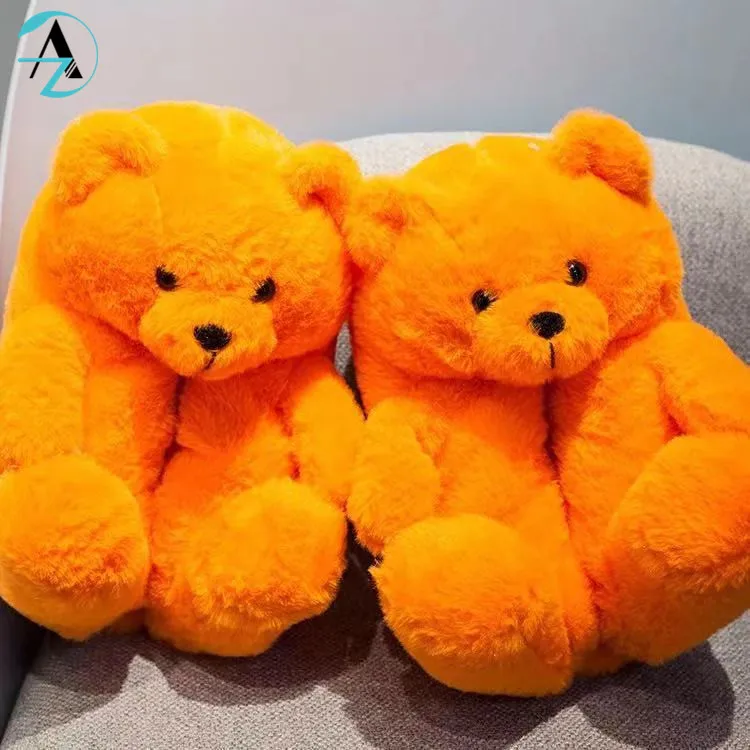 
Popular Hot Sale Furry Slippers Soft Fluffy Plush Indoor Teddy Bear Slippers One Size Fits All 