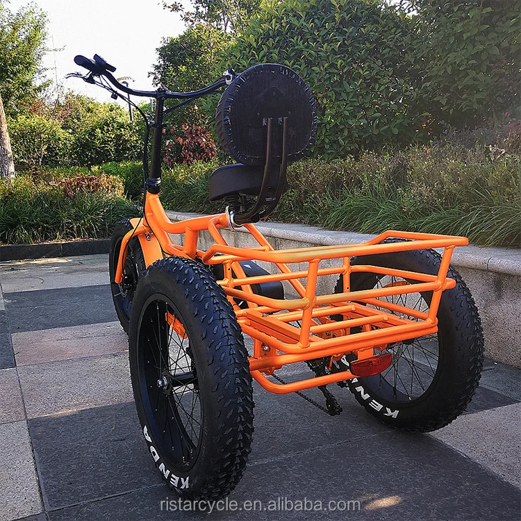 Fat Tire E Trike Electric Tricycle Front Light Rear Basket 48V Bicycle Suitable for Shopping and Riding