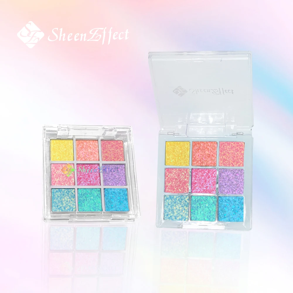 Fast shipping 9color Transparent Eyeshadow Palette Glitter Pearlescent Color Female Cosmetics eye shadow