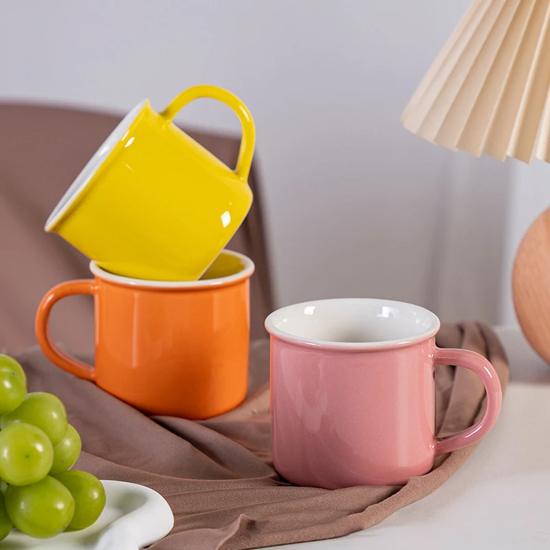 Customizable Hot Sale Stoneware Tea Cups Imitation Enamel Mugs RetroCeramic Travel Camping Coffee Mugs