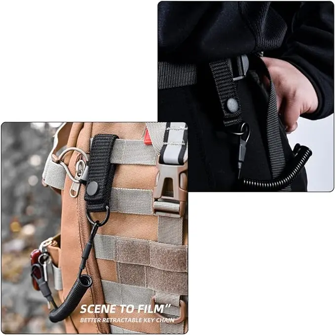 Tactical Anti-Lost Elastic Lanyard Spring Rope Safety Strap Gear Holders Rope