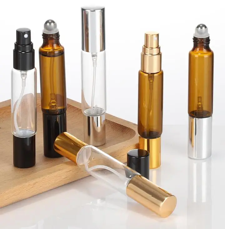 10 ml perfume roller oil sprayer bottle with roller tops for sunscreen essential oils