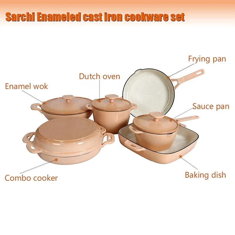 Kitchenware Enamel Cookware 6-Piece Cast Iron Pots and Pans Set Manufacturer