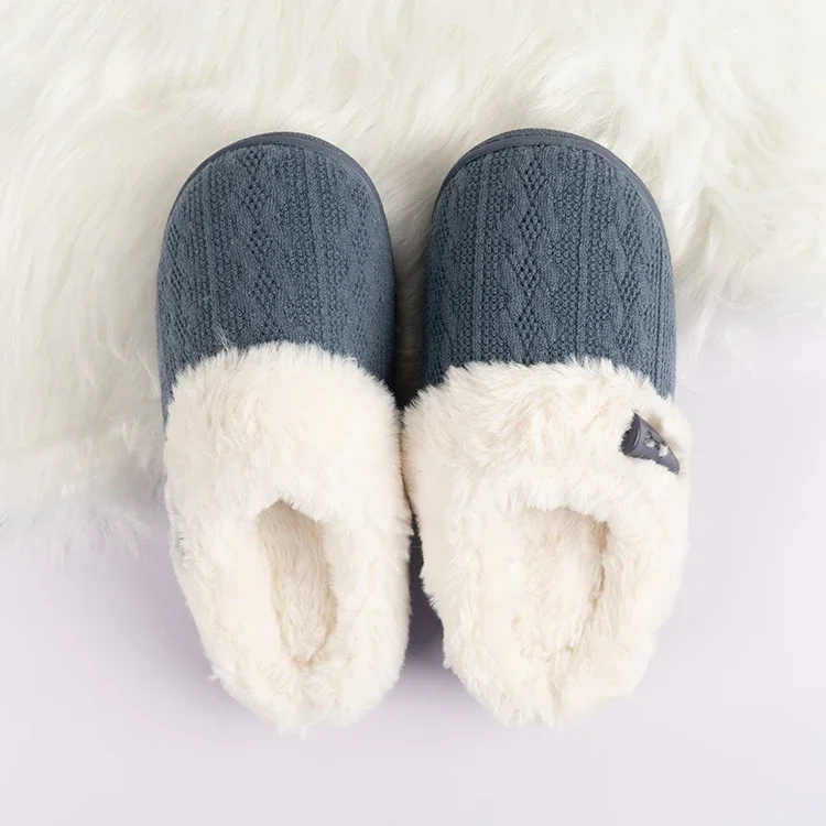 The most popular customizable simple plush slippers winter warmth thickening ladies slippers