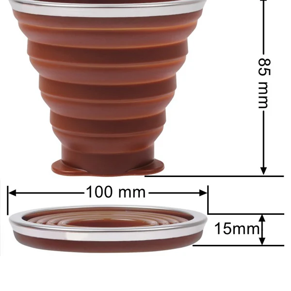 Amazon Hot Sale Silicone Folding Cup for travelling camping Outdoor Coffee Cup with Keychain Portable bowl cup mug Wholesale