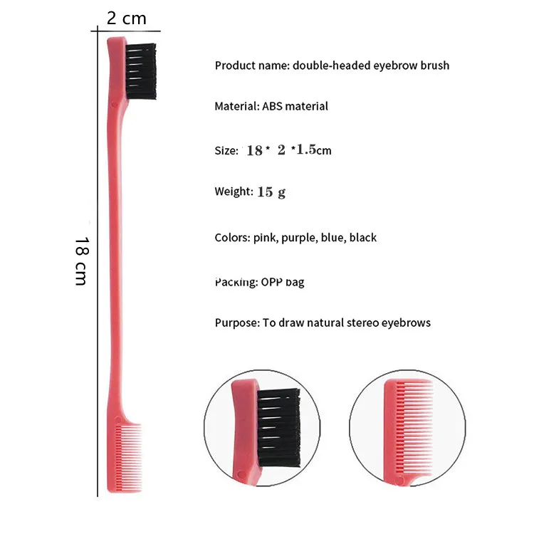 Wholesale Custom Private Label Cepillo 3 In 1 Edge Hair Control Brush And Comb Double Eyebrow Baby Hair Edge Brush