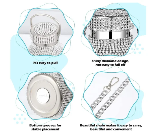 Women Gold Vacuum Bling Rhinestone Stainless Steel Thermal Refillable Insulated Water Bottle