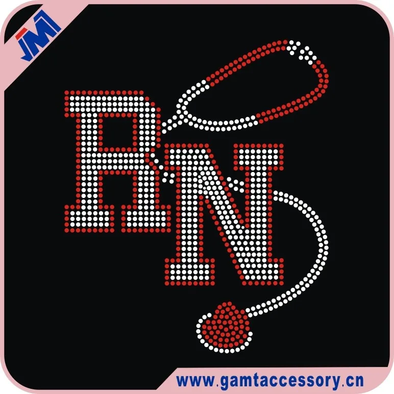 Red Nurse cap design rhinestone iron on transfer for tshirt