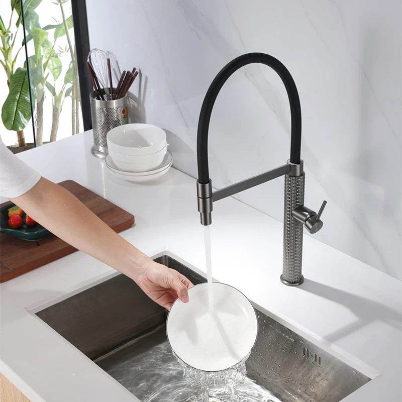 Silicon Flexible Hose Faucet Taps Golden for Kitchen Sink Faucet with Pull Down Brass Modern Contemporary Ceramic Single Handle