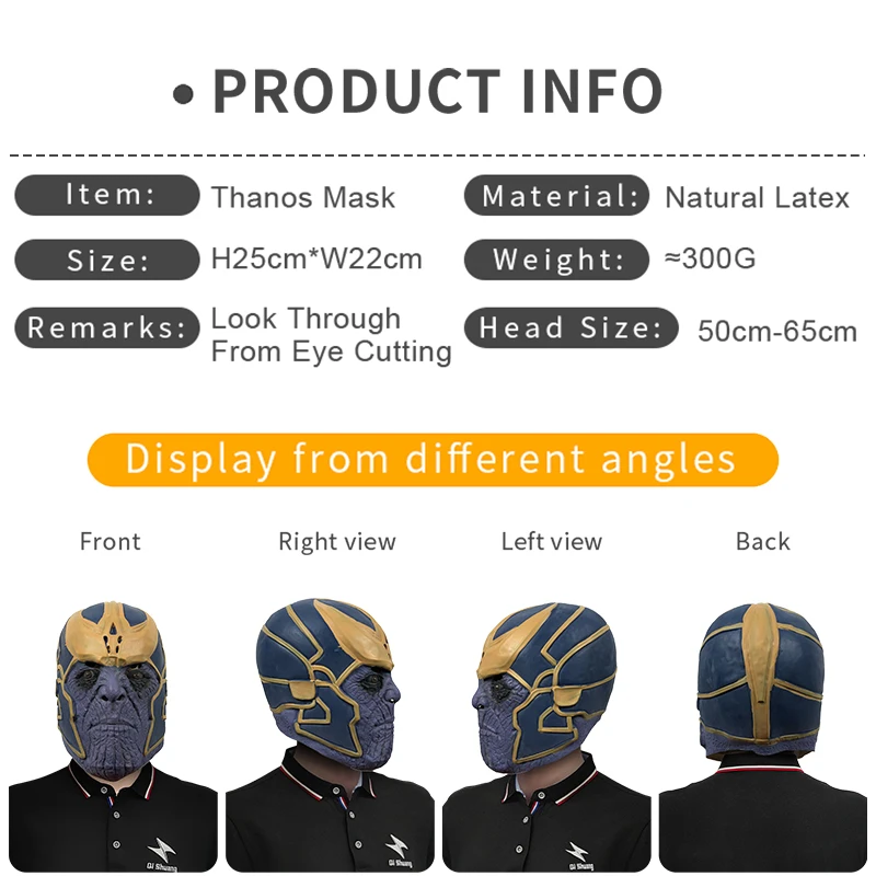 The Avengers Infinity War Cosplay Costumes Thanos Latex Mask Infinite Gauntlet Halloween Adult Masks