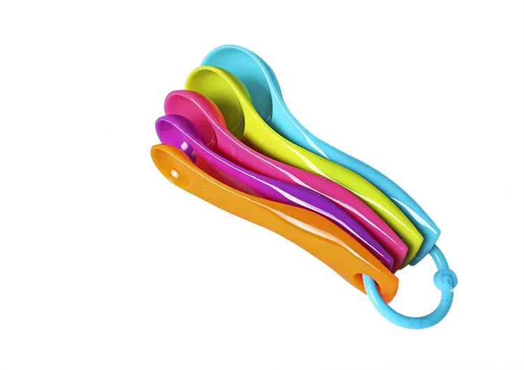 Kitchen Plastic 5 PCS Colorful Measuring Table Tea Spoons Set Dry and Liquid Ingredients Measuring Spoons