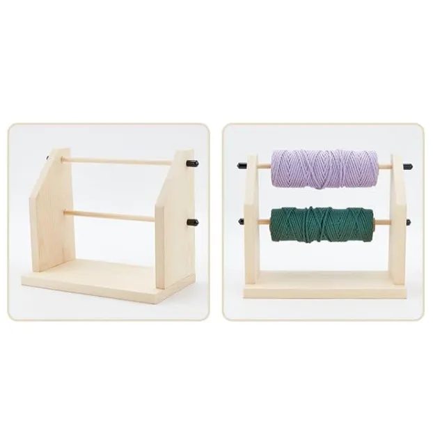 Wholesale Wooden Crochet Horizontal Yarn Spindle Feeder Double Revolving Yarn Holder