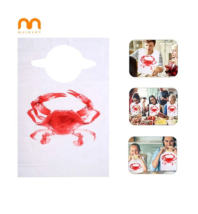 cheaper restaurant lobster plastic custom logo hot pot disposable food bib