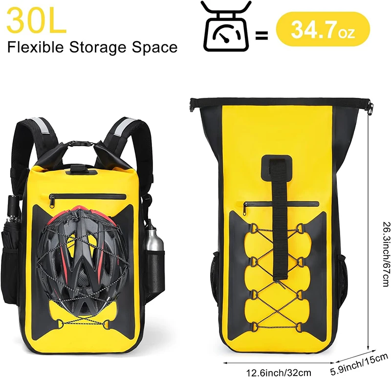 30L Waterproof Dry Bag Backpack Roll Top Waterproof Backpack Sack Keeps Gear Dry Floating Dry Bag for Kayaking Beach