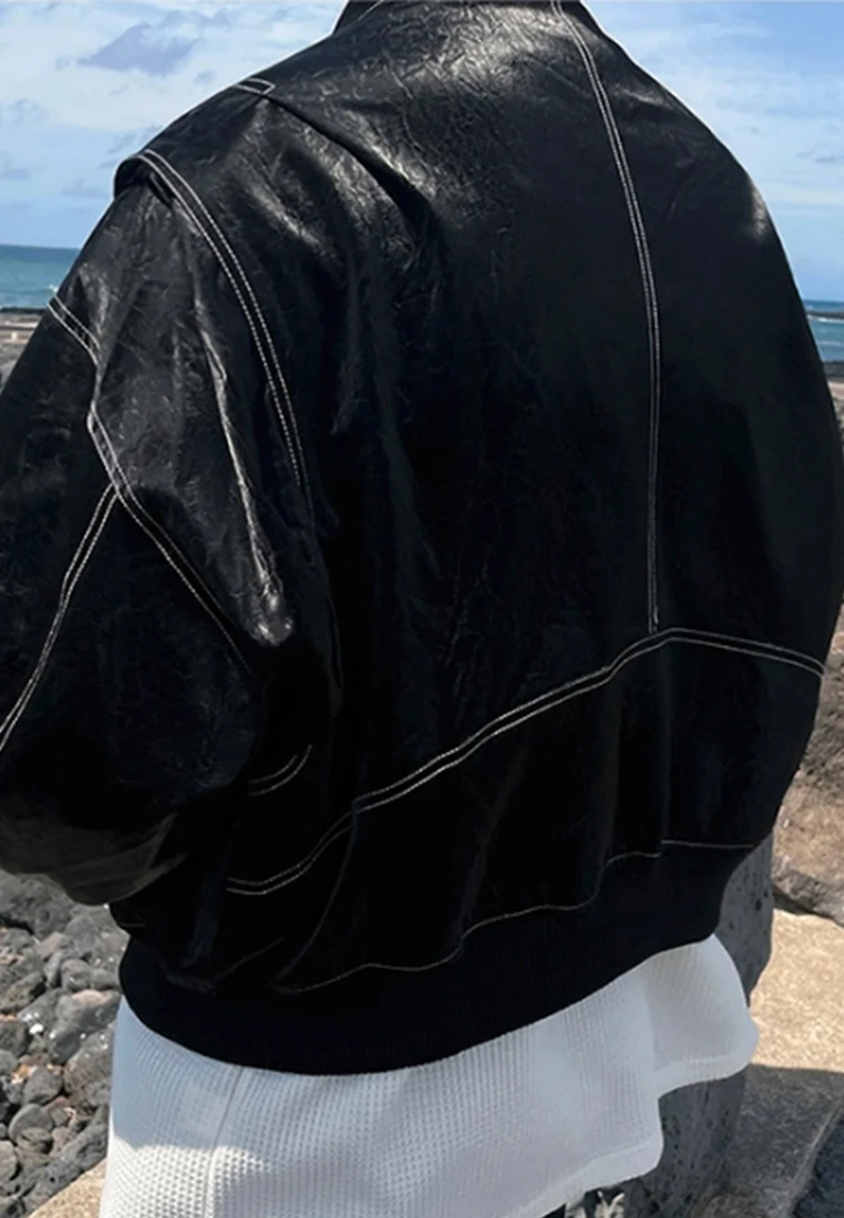 Sunnydaysweety Manufacturer Well Made American Cowhide Zipper Jacket Cropped Work Jacket for Mens