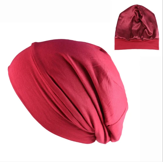 Popular Satin Silk Lined Sleep Beanie Slap Hat for Women