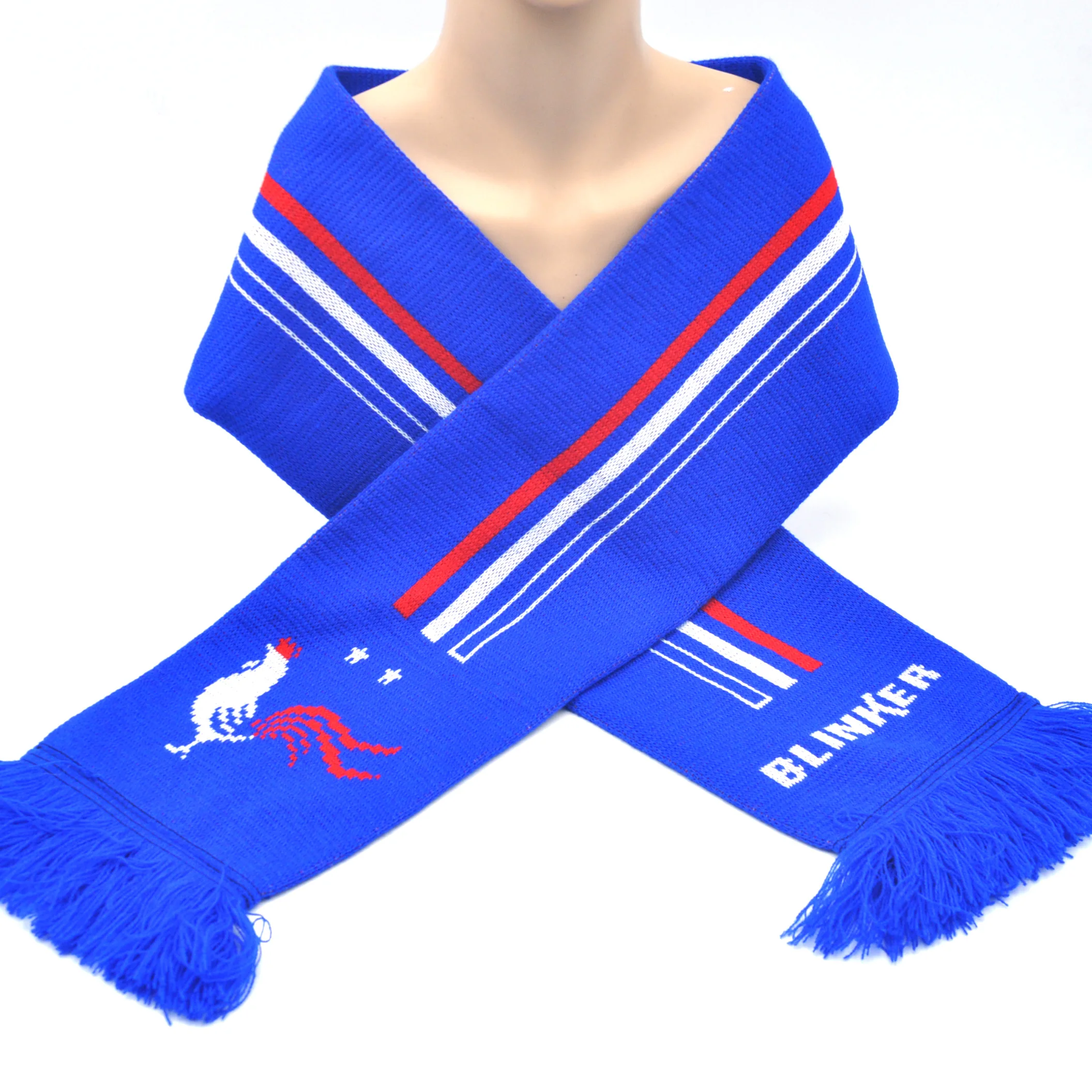 Customised Logo Adult Winter Double Layer OEM Soccer Jacquard Scarf Soccer Jacquard Knit Fan Scarf  Football Scarfs