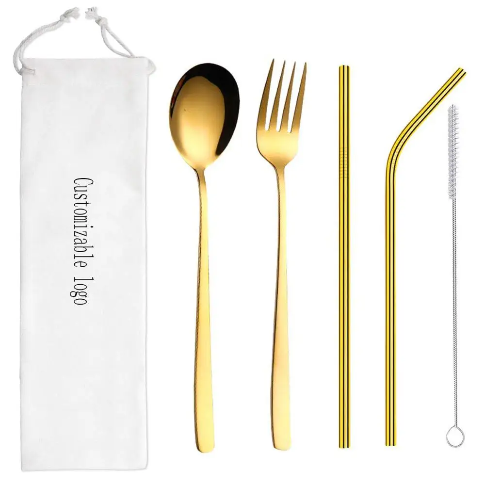 Reusable environmentally friendly stainless steel cutlery set