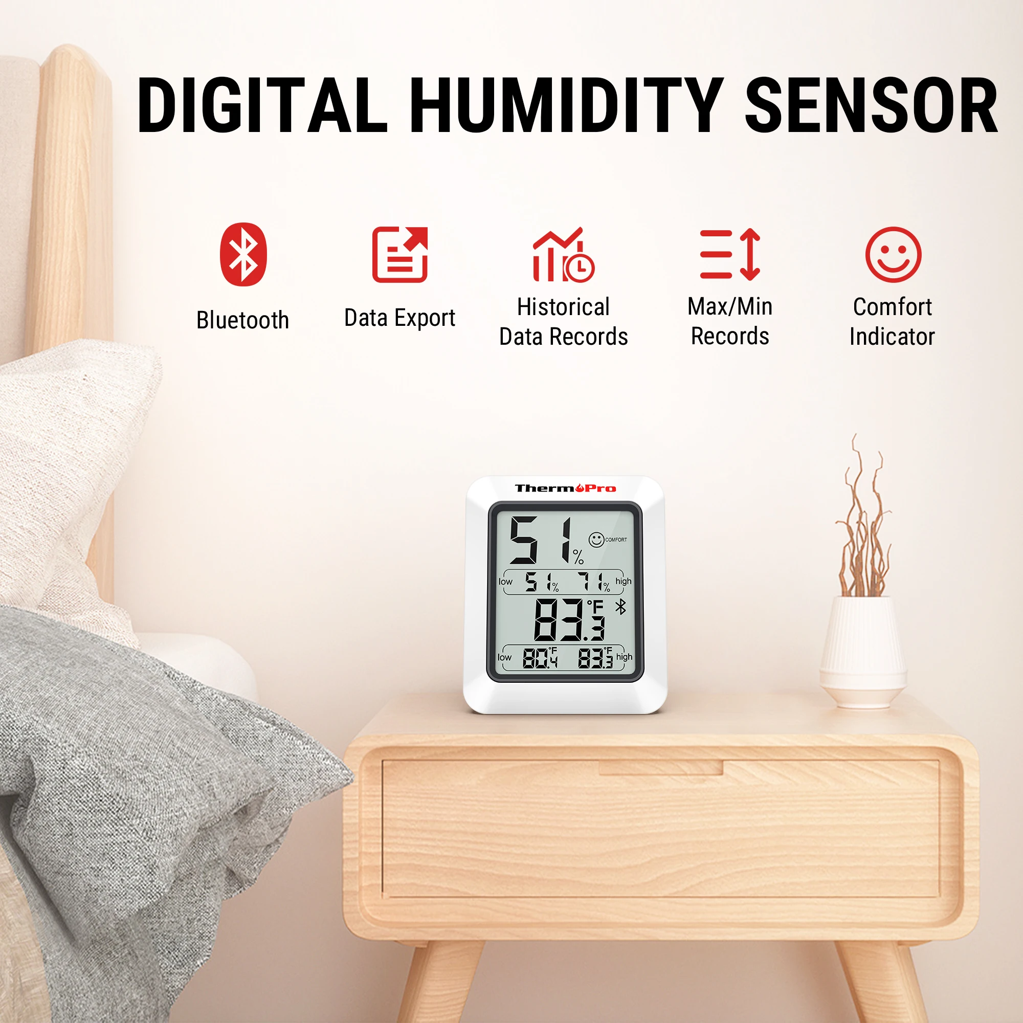 Digital Thermometer Hygrometer Living Room Baby Room LCD Display backlight Temperature Humidity Thermometer