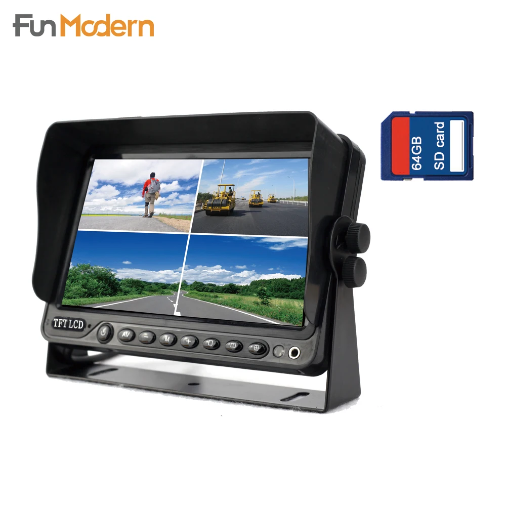 Bus Truck DVR 7inch Monitor Dash Cam Rearview System Camera Video Recorder CCTV Vehicle