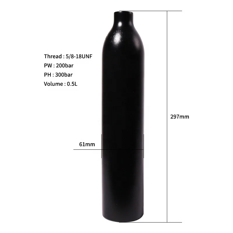 5/8-18unf 0.5l 12oz Paintball Co2 Gas Cylinder 200bar Made In China