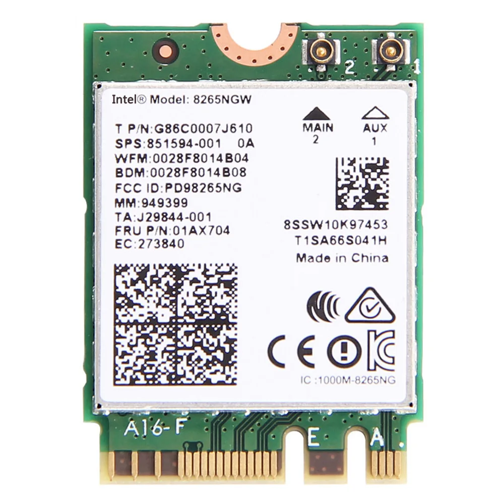 Dual Band Wlan For Intel 8265NGW Wireless-AC 8265 NGFF 802.11ac 867Mbps 2x2 MU-MIMO WIFI BT 4.2 2.4G/5Ghz  Wifi Card