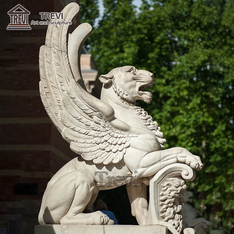 Antique Outdoor Garden Stone Animal Sculpture Marble Griffin Statue
