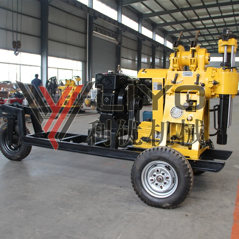 Cheap 200m Deep Trailer Mounted mining drill machine portable water well borehole drilling rig for sale