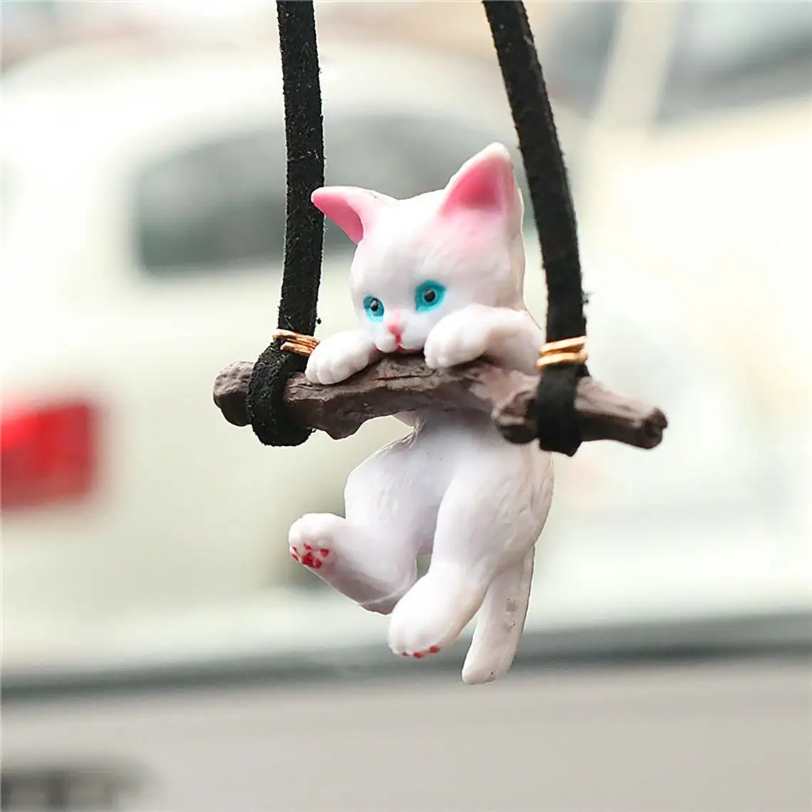 Resin Cute Cat Rearview Mirror Car Accessories Creative Pendant Auto Parts Decoration