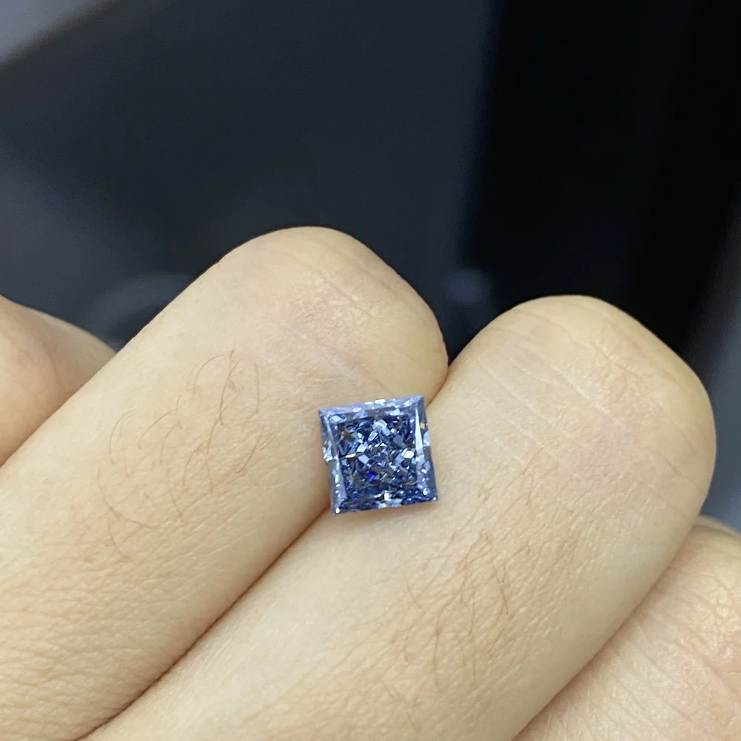Messi Fancy Intense Blue Princess Cut1.47CT VS1 Loose CVD Diamond HPHT Diamond