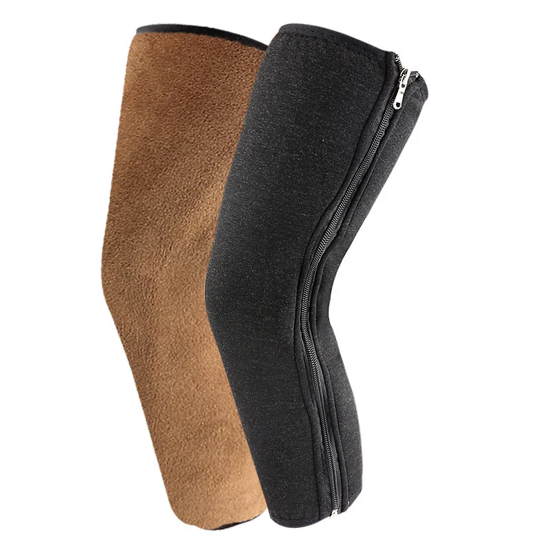 Autumn and winter cashmere wrapped double thickened knee warm zipper leg warmers