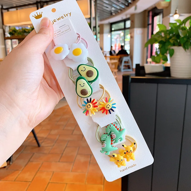 10PCS/Set Cute Baby Cartoon Animals Hair bands Girls Elastic Rubber Band Headwear Kids Hair Accessories