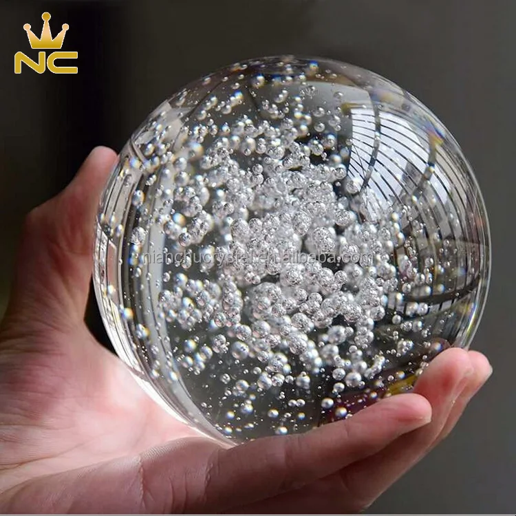 Clear Glass Air Sphere Fengshui Paperweight Crafts Home Decor Ornaments Crystal Bubble Ball