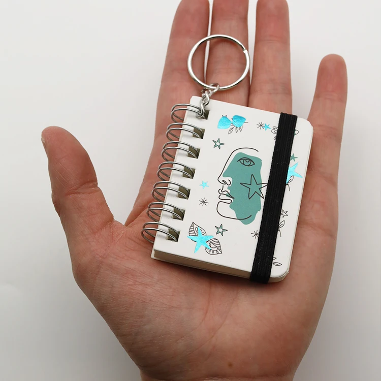 Easily Carry Mini Spiral Memo Notebook With Key Chain And Foil Craft Small Spiral Notebooks