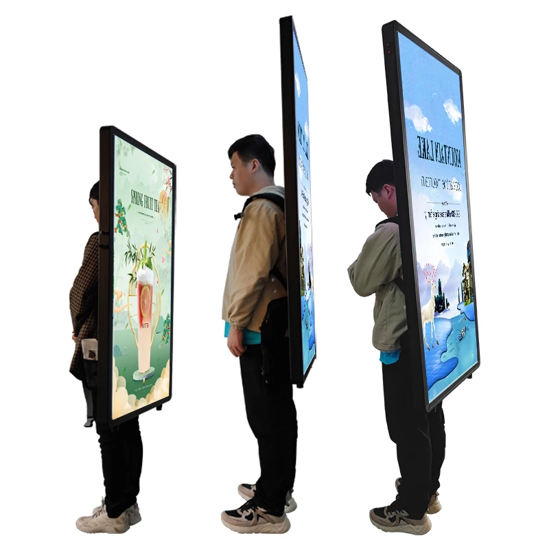 LED Display Light Box Rectangle Shape Scrolling Screen Walking Backpack Billboard Digital Signage for Trade Shows