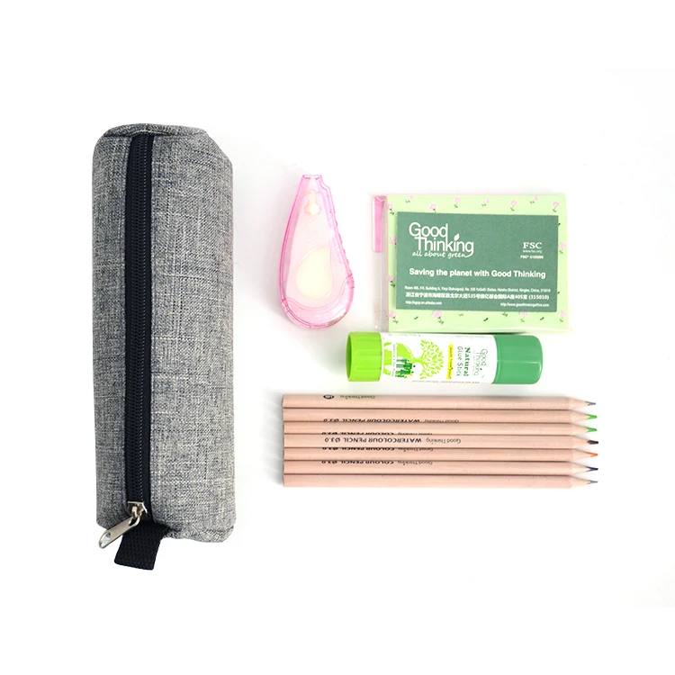 Recycled Fabric Tube Shape School Pencil Case with Zipper Custom Logo