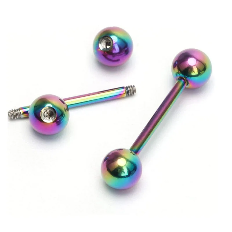 316 Stainless Steel Trendy Titanium Plated Tongue Ring Tongue Studs Body Piercing Jewelry for Women Men