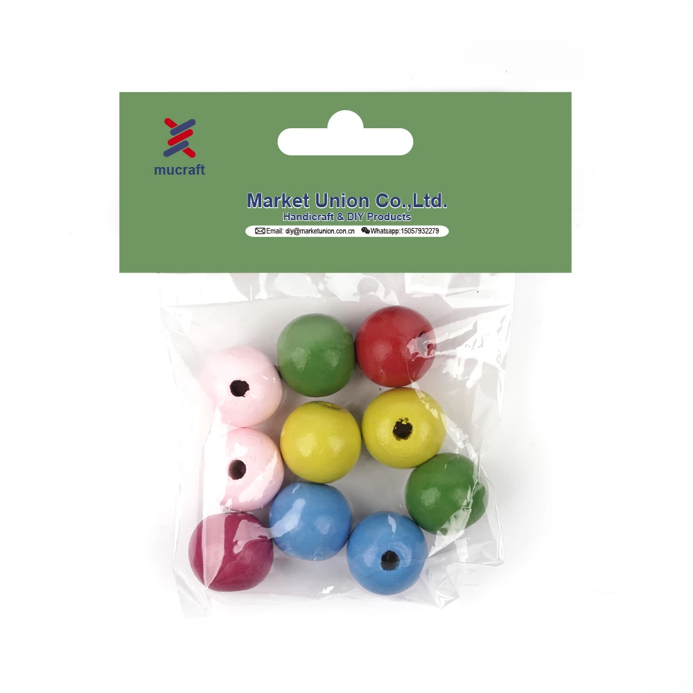 Natural Bulk Round Colorful Craft Round Rosary Beads Wood Beads For Jewelry Making