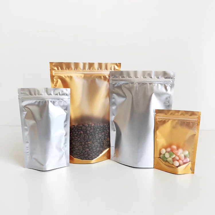 18x26 cm Gold color one side transparent clear aluminium foil pouch mylar zipper lock packaging bags