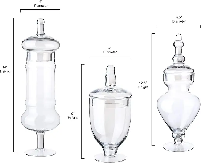 2024 Best Selling Home Decor Clear Elegant Candy Glass Apothecary Storage Buffet Jars Wedding Decorative