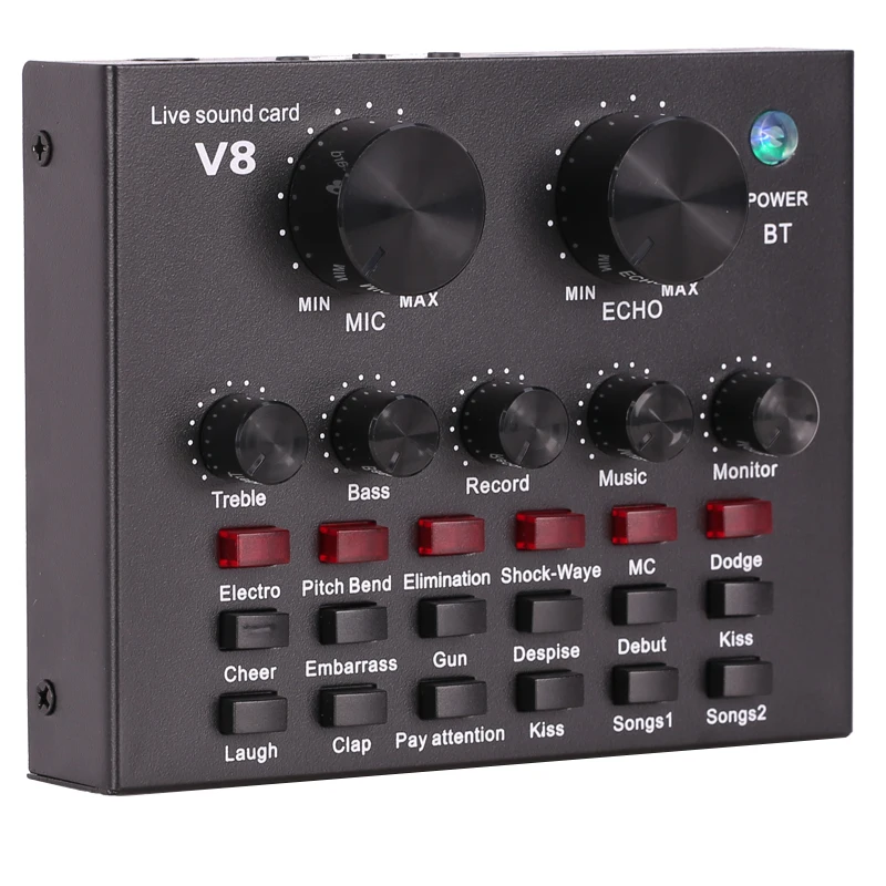 Звуковая карта V8 внешняя звуковая Usb с функцией Bt звуковым преобразователем микшера для мобильного компьютера прямой