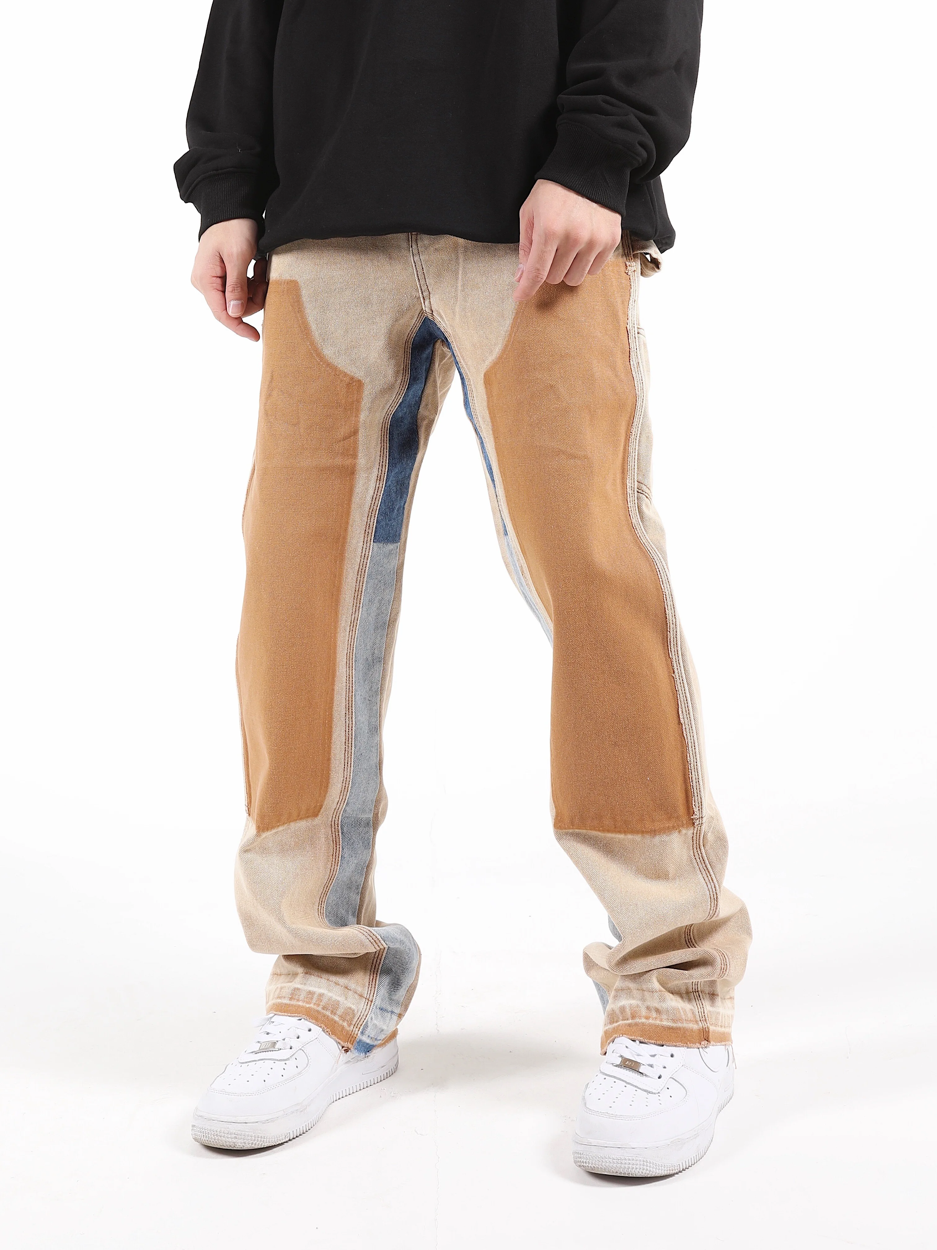 Drop shipping streetwear jeans men stylish jeans pants stock bootcut jeans men