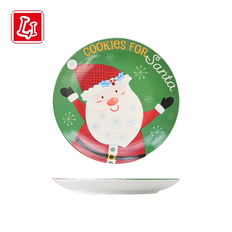 Porcelain plate Christmas theme Santa Claus pattern color plate ceramic tableware