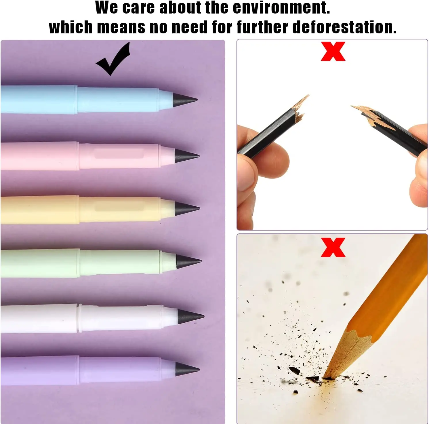 12 colors Custom Promotion School Family Eraser Reusable Infinity Pencil Portable Eternal Pencil Everlasting Pencil for Gift