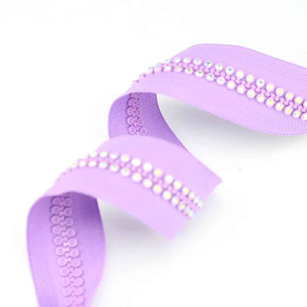 Factory Custom Fashion Rhinestone Zipper Open End Diamond Zipper for Clothing