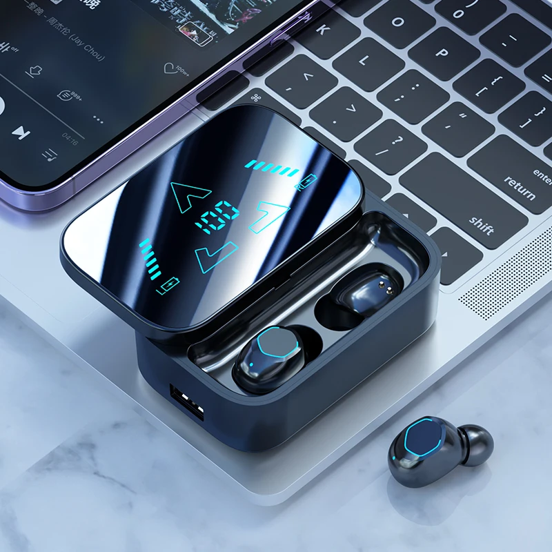 Bluetooth V5.3 Wireless Earphones Zero Delay In-Ear Noise Reduction for Gaming & Sports Waterproof with LED Battery Indicator