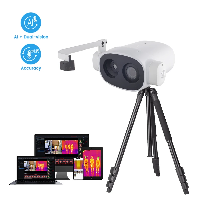 Anti-spoofing body temperature detector device access control thermal imaging camera face recognition attendance system