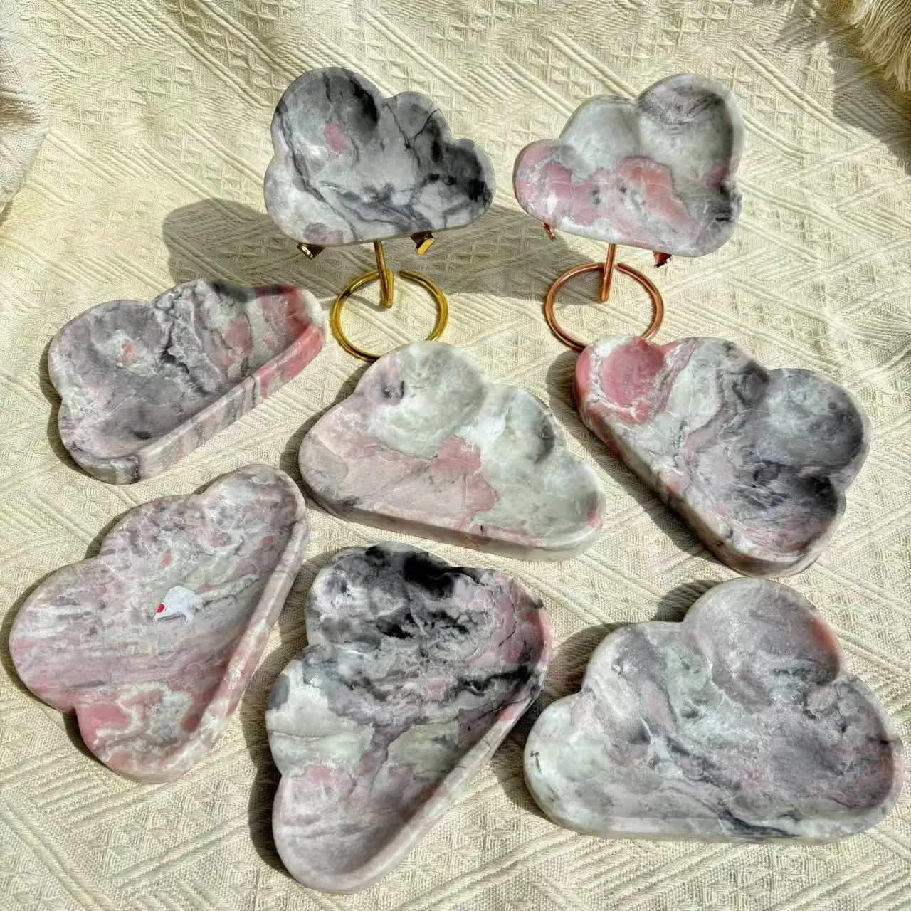Hot Sale Cloud Shape Pink Opal Stones Crystal Bowl Crafts Wholesale Pink Opal Cloud Bowl For Decoration