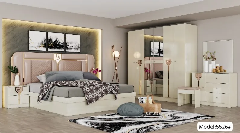 Wholesale MDF Bed 1.5m1.8m Adult Double Bed Master Bedroom Set Furniture Marriage Bed Log Furniture